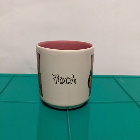 Disney Store Winnie the Pooh Pooh bear Coffee Cup 2 Sided Mug 12 oz pink Inside - Picture 3 of 5